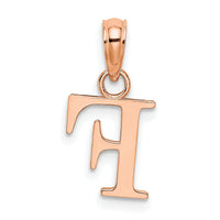 14K Rose Gold Polished Block Letter F Initial Pendant-K6423RF