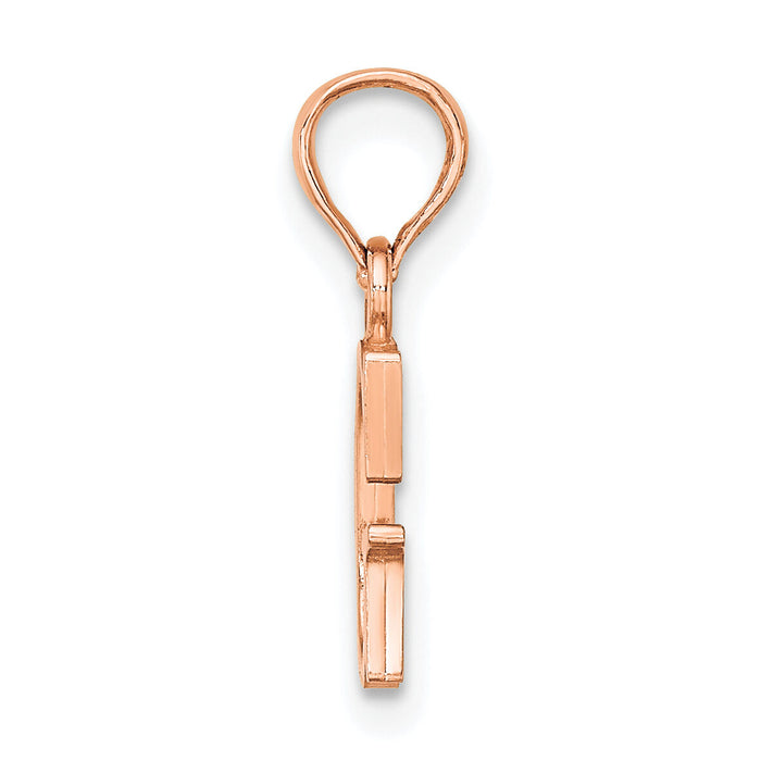 14K Rose Gold Polished Block Letter G Initial Pendant-K6423RG