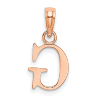 14K Rose Gold Polished Block Letter G Initial Pendant-K6423RG