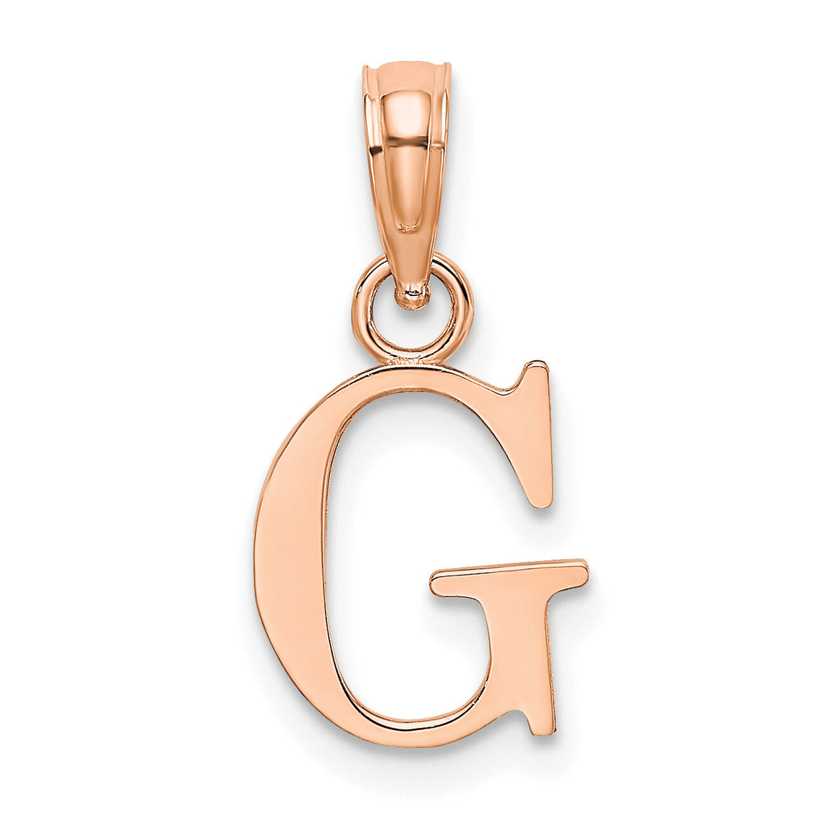 14K Rose Gold Polished Block Letter G Initial Pendant-K6423RG