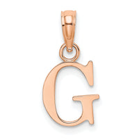 14K Rose Gold Polished Block Letter G Initial Pendant-K6423RG