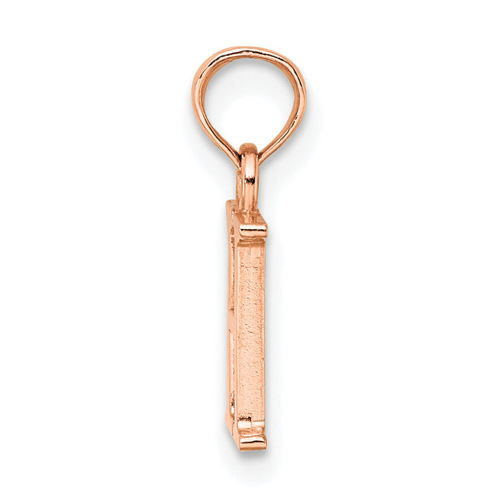 14K Rose Gold Polished Block Letter H Initial Pendant-K6423RH
