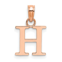 14K Rose Gold Polished Block Letter H Initial Pendant-K6423RH