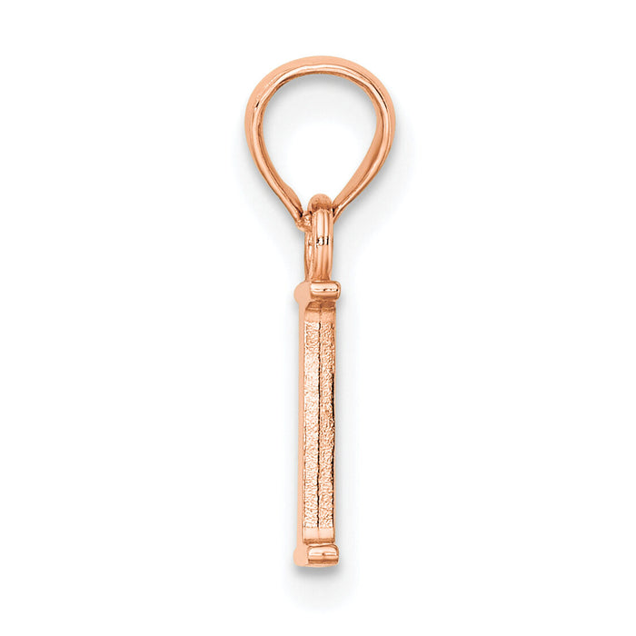 14K Rose Gold Polished Block Letter I Initial Pendant-K6423RI