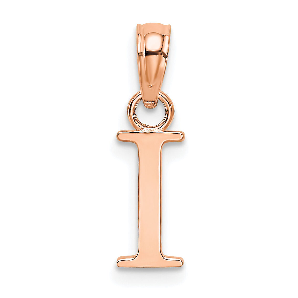 14K Rose Gold Polished Block Letter I Initial Pendant-K6423RI