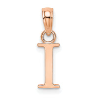 14K Rose Gold Polished Block Letter I Initial Pendant-K6423RI