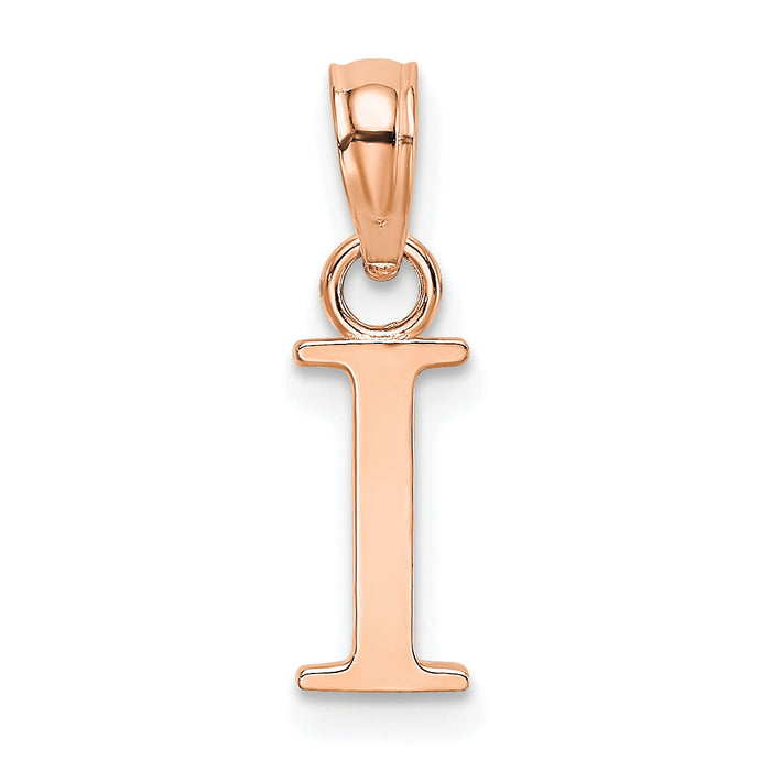 14K Rose Gold Polished Block Letter I Initial Pendant-K6423RI