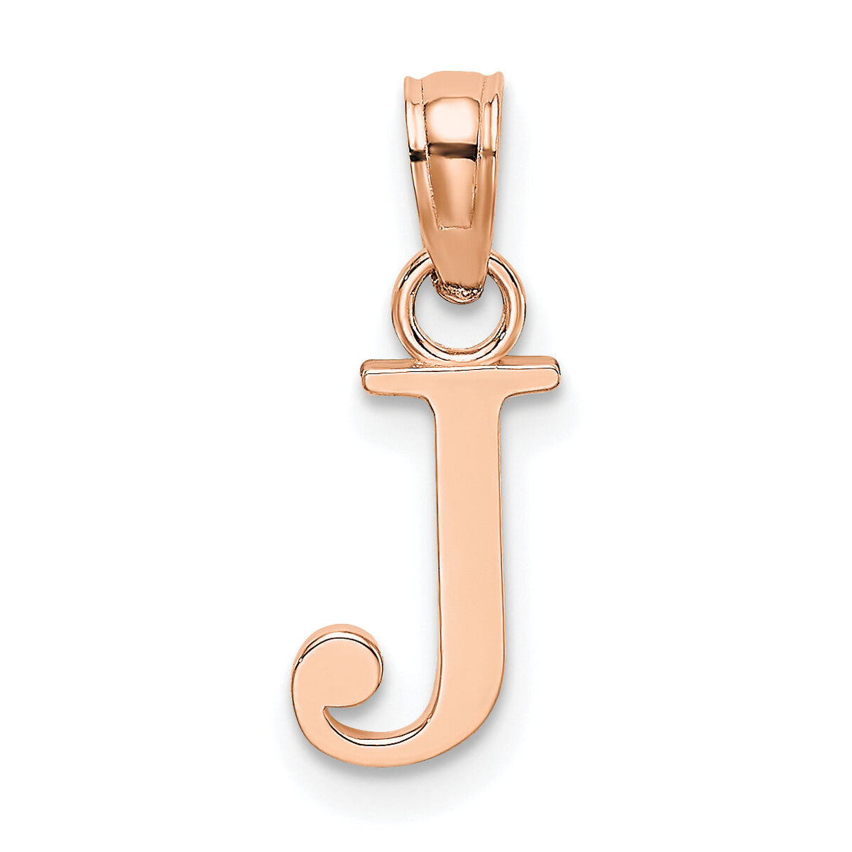 14K Rose Gold Polished Block Letter J Initial Pendant-K6423RJ