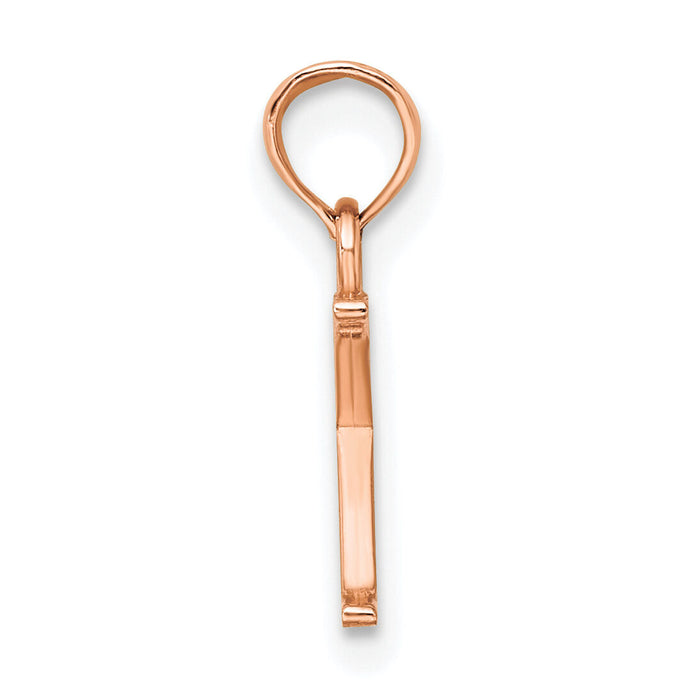 14K Rose Gold Polished Block Letter K Initial Pendant-K6423RK