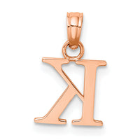 14K Rose Gold Polished Block Letter K Initial Pendant-K6423RK