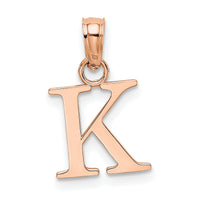 14K Rose Gold Polished Block Letter K Initial Pendant-K6423RK