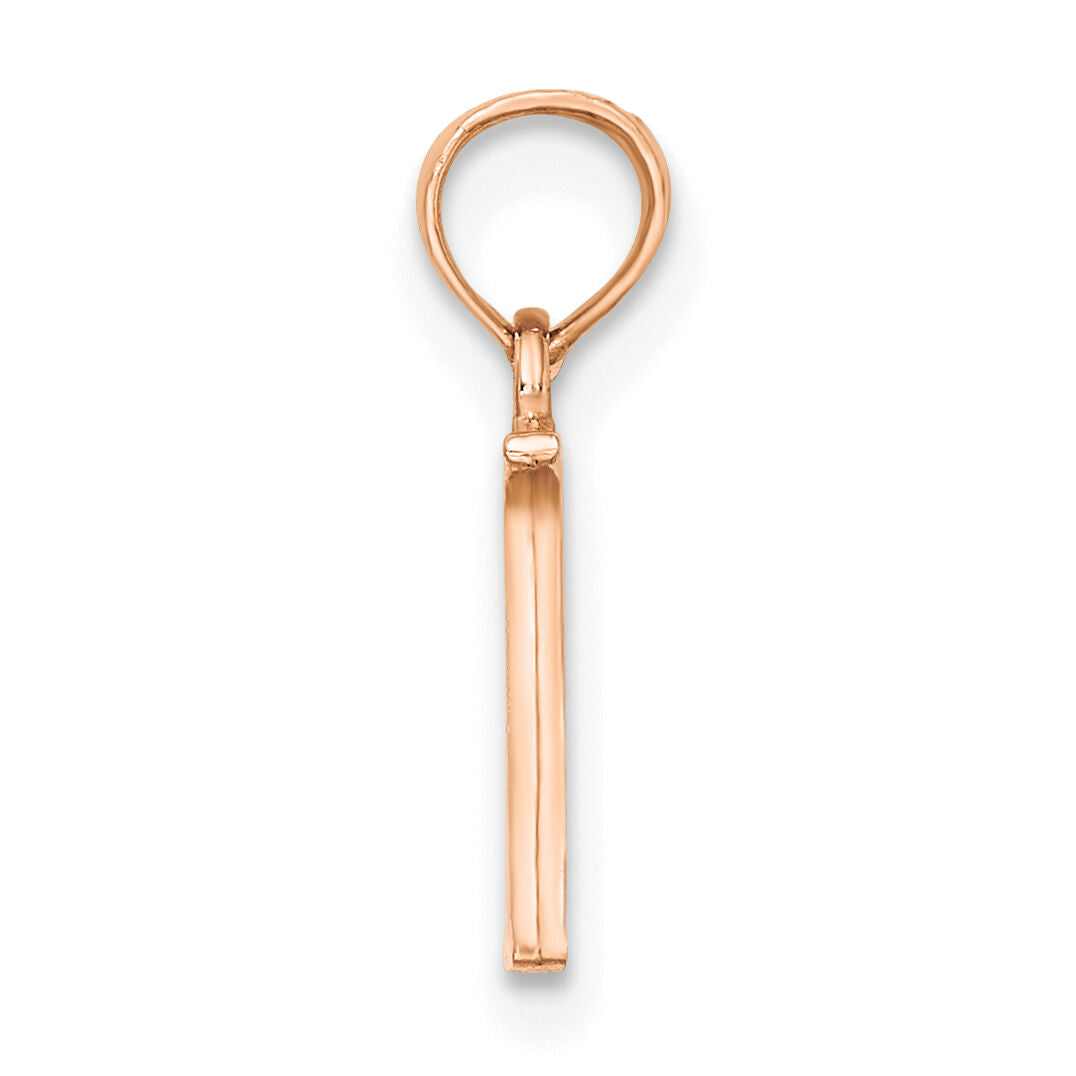 14K Rose Gold Polished Block Letter N Initial Pendant-K6423RN