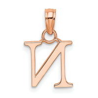 14K Rose Gold Polished Block Letter N Initial Pendant-K6423RN