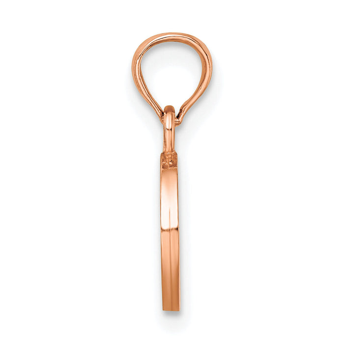 14K Rose Gold Polished Block Letter O Initial Pendant-K6423RO