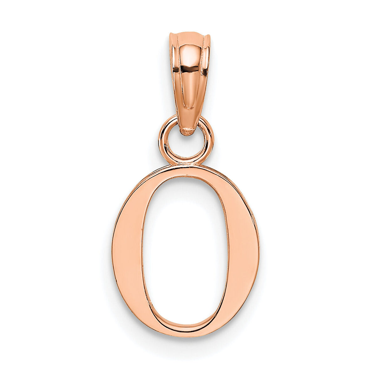 14K Rose Gold Polished Block Letter O Initial Pendant-K6423RO