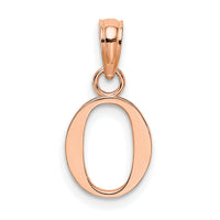 14K Rose Gold Polished Block Letter O Initial Pendant-K6423RO