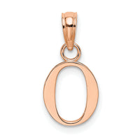 14K Rose Gold Polished Block Letter O Initial Pendant-K6423RO