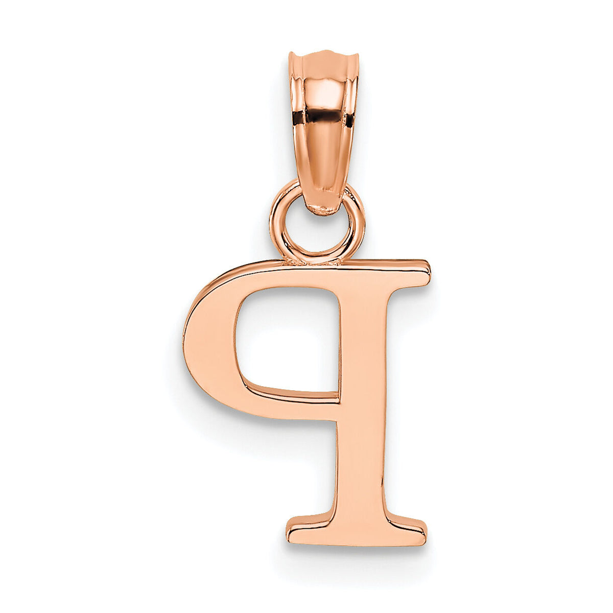 14K Rose Gold Polished Block Letter P Initial Pendant-K6423RP