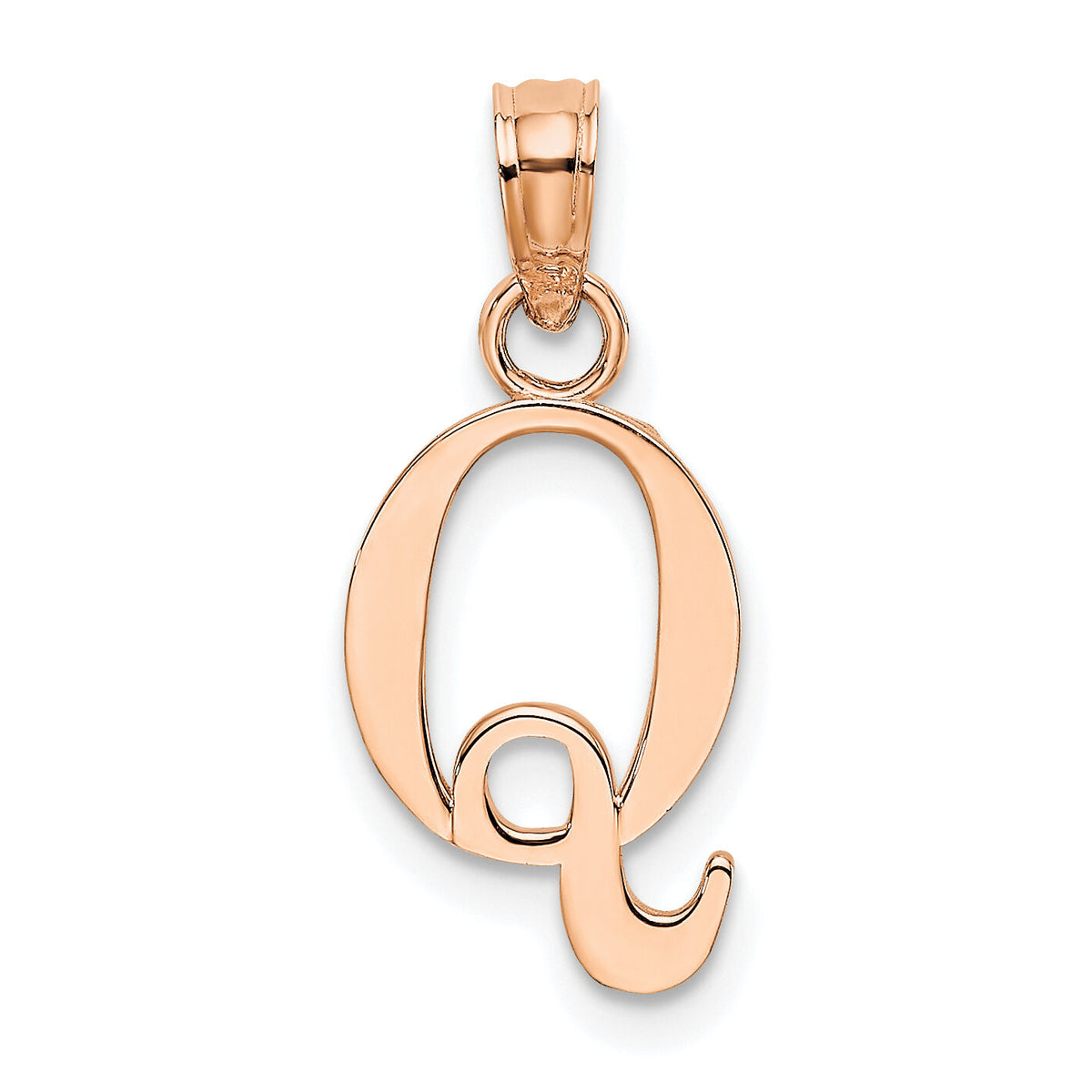 14K Rose Gold Polished Block Letter Q Initial Pendant-K6423RQ