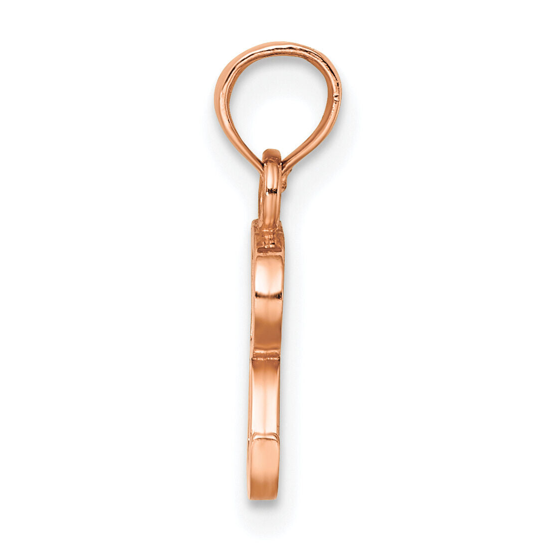 14K Rose Gold Polished Block Letter R Initial Pendant-K6423RR