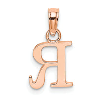 14K Rose Gold Polished Block Letter R Initial Pendant-K6423RR