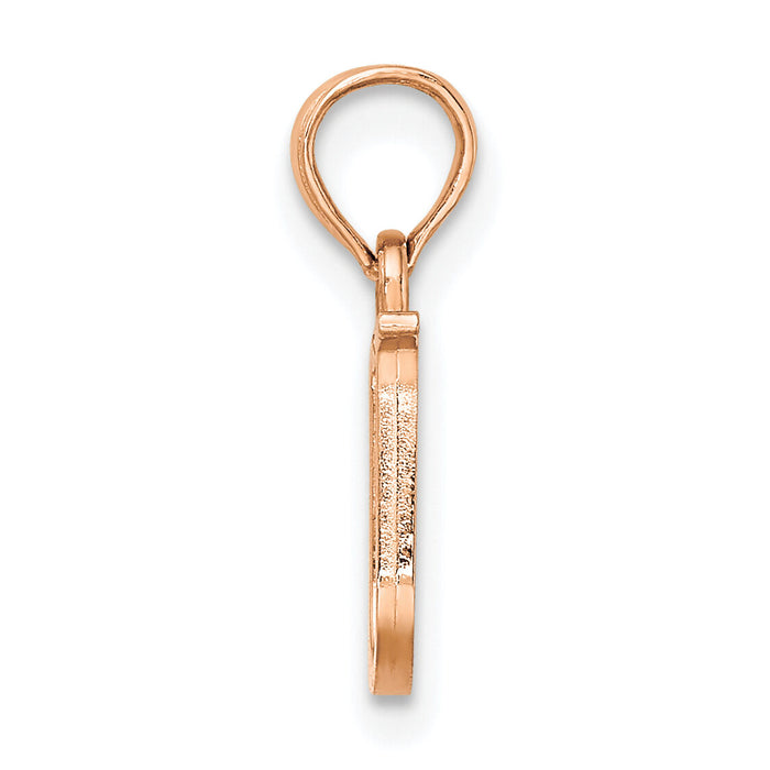 14K Rose Gold Polished Block Letter U Initial Pendant-K6423RU