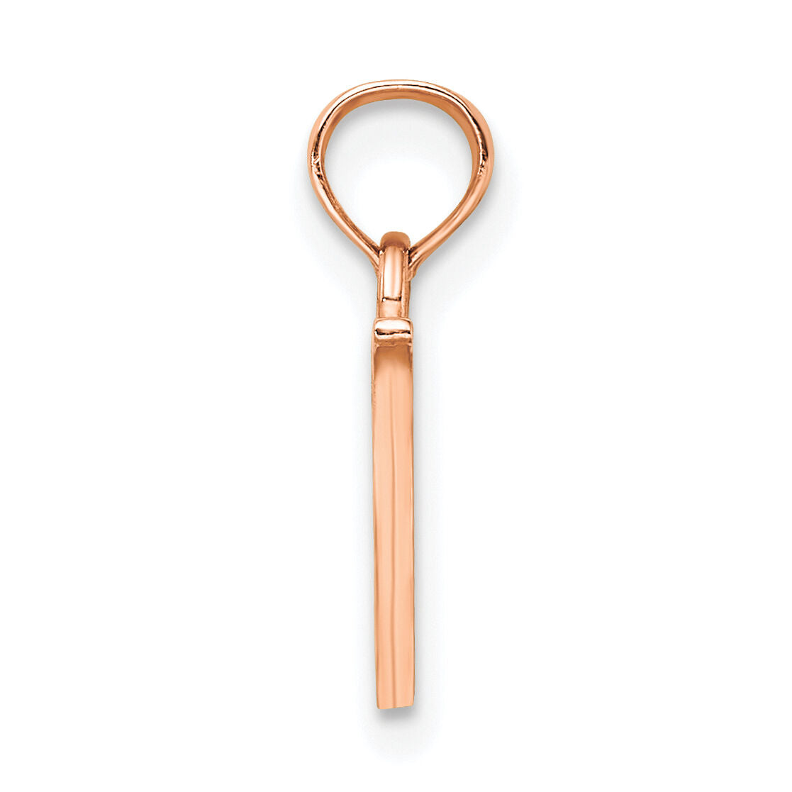14K Rose Gold Polished Block Letter V Initial Pendant-K6423RV