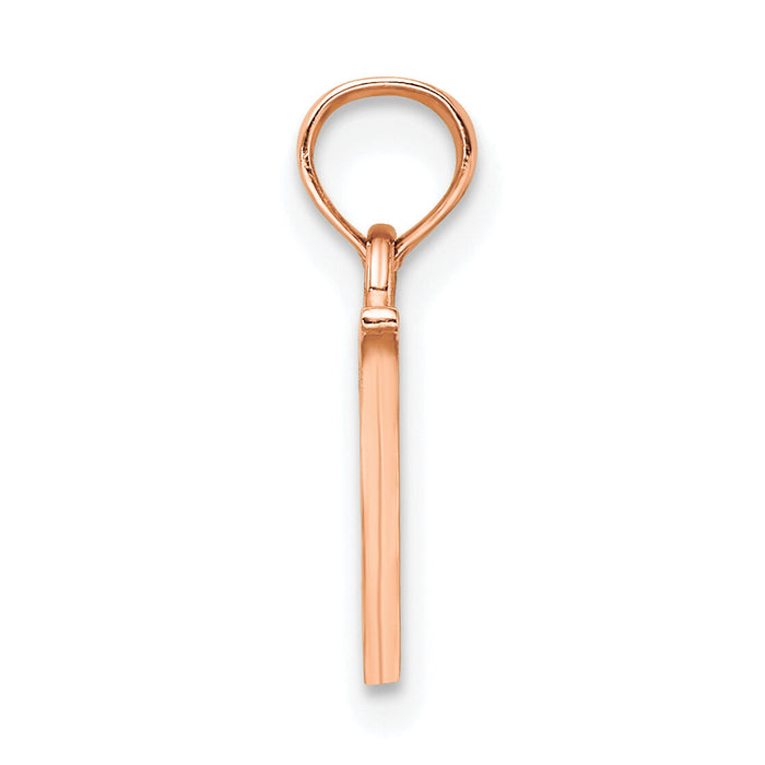 14K Rose Gold Polished Block Letter V Initial Pendant-K6423RV