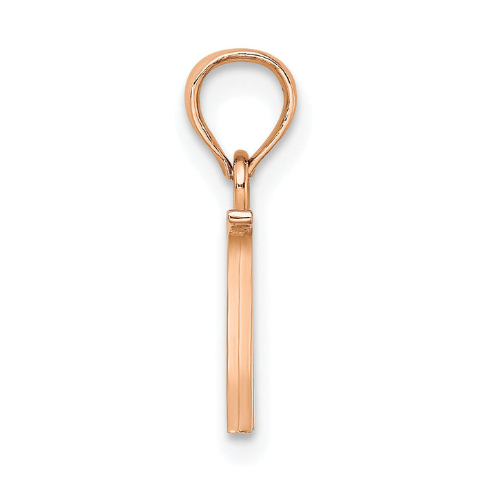 14K Rose Gold Polished Block Letter W Initial Pendant-K6423RW