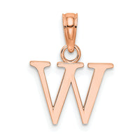 14K Rose Gold Polished Block Letter W Initial Pendant-K6423RW