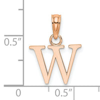 14K Rose Gold Polished Block Letter W Initial Pendant-K6423RW