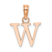14K Rose Gold Polished Block Letter W Initial Pendant-K6423RW