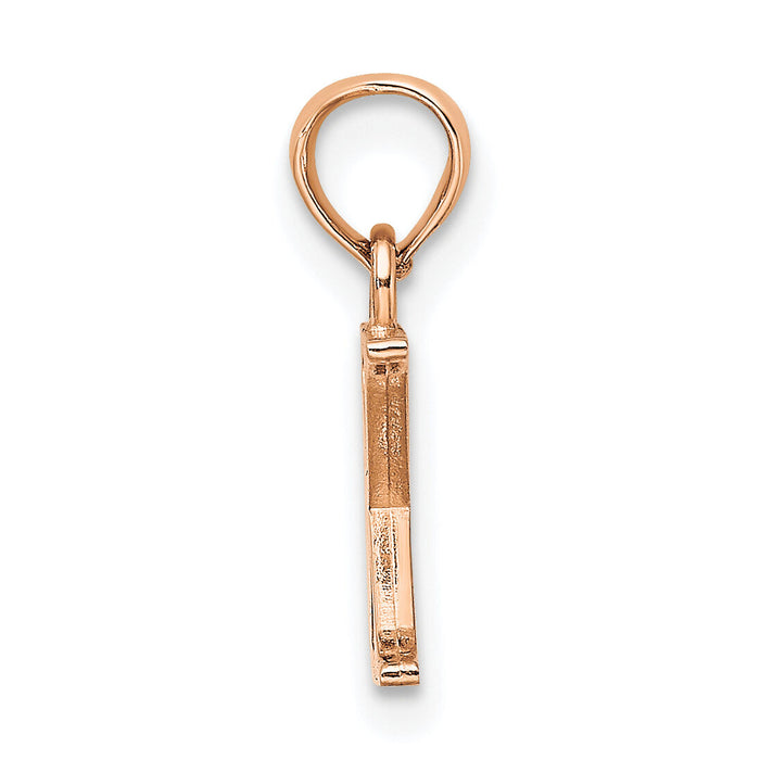 14K Rose Gold Polished Block Letter X Initial Pendant-K6423RX