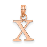 14K Rose Gold Polished Block Letter X Initial Pendant-K6423RX