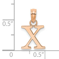 14K Rose Gold Polished Block Letter X Initial Pendant-K6423RX