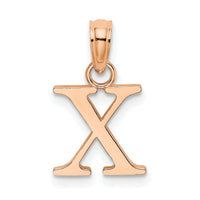 14K Rose Gold Polished Block Letter X Initial Pendant-K6423RX
