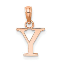 14K Rose Gold Polished Block Letter Y Initial Pendant-K6423RY