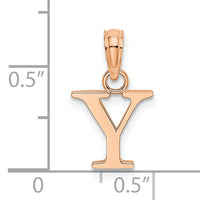 14K Rose Gold Polished Block Letter Y Initial Pendant-K6423RY
