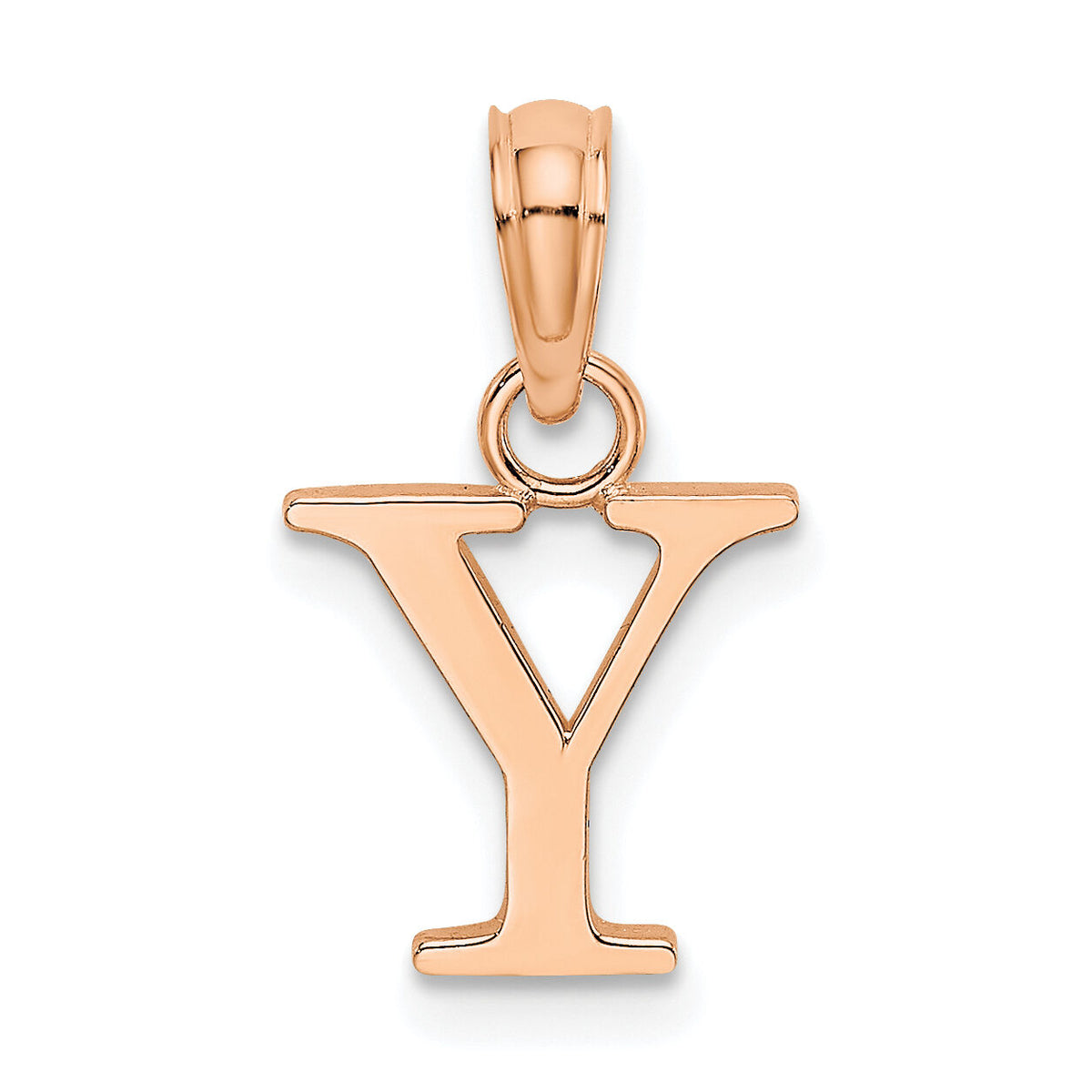 14K Rose Gold Polished Block Letter Y Initial Pendant-K6423RY