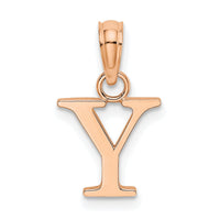 14K Rose Gold Polished Block Letter Y Initial Pendant-K6423RY