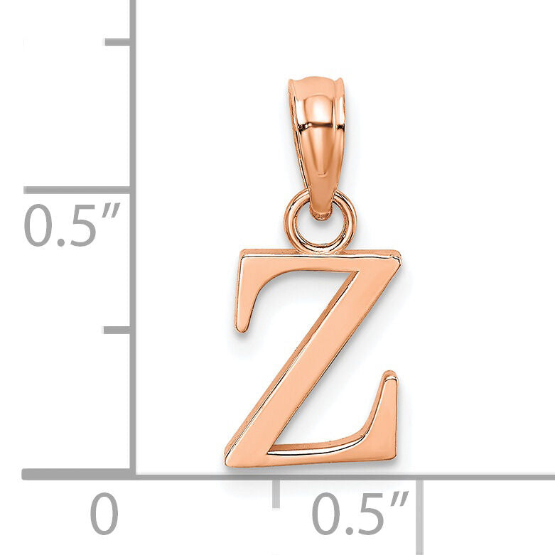 14K Rose Gold Polished Block Letter Z Initial Pendant-K6423RZ