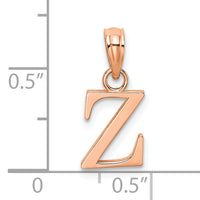 14K Rose Gold Polished Block Letter Z Initial Pendant-K6423RZ