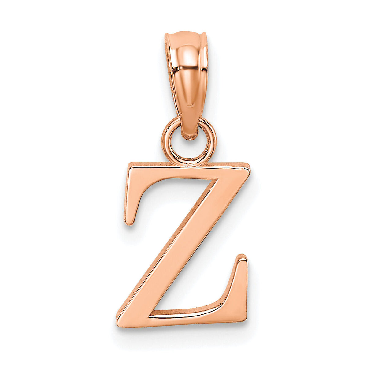 14K Rose Gold Polished Block Letter Z Initial Pendant-K6423RZ