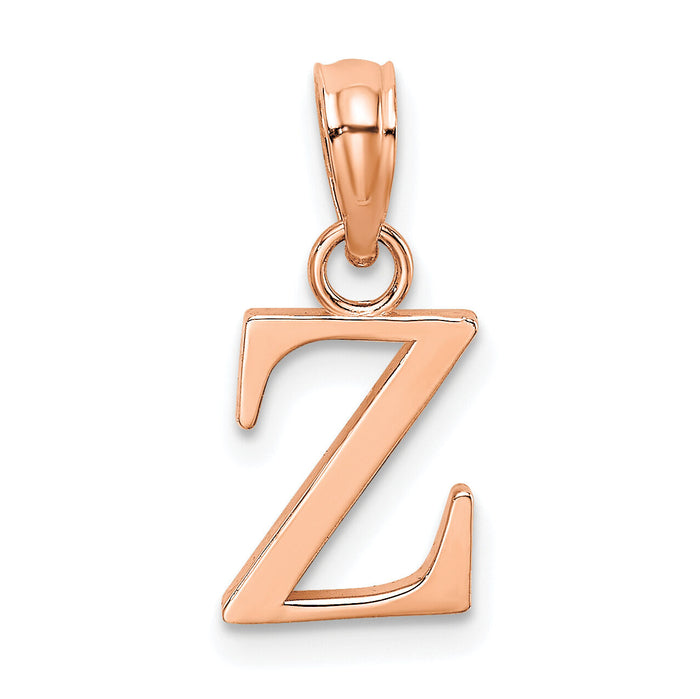 14K Rose Gold Polished Block Letter Z Initial Pendant-K6423RZ