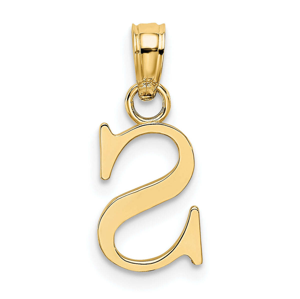 14K Polished Block Letter S Initial Pendant-K6423S