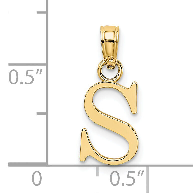 14K Polished Block Letter S Initial Pendant-K6423S