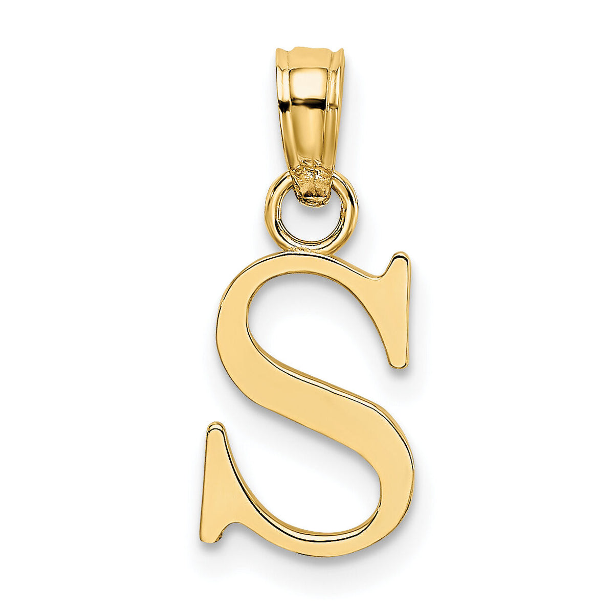14K Polished Block Letter S Initial Pendant-K6423S