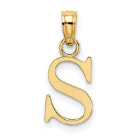 14K Polished Block Letter S Initial Pendant-K6423S