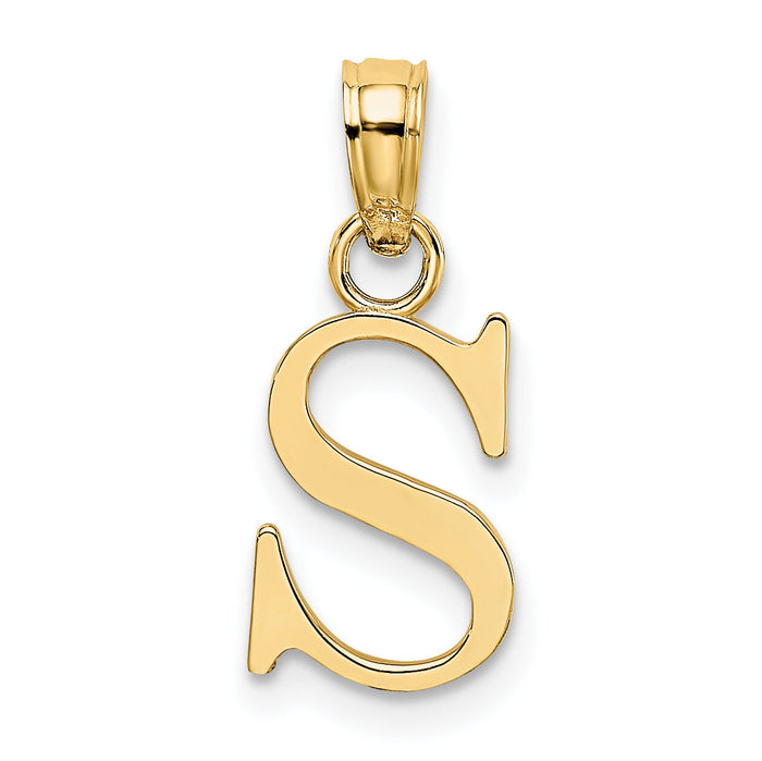 14K Polished Block Letter S Initial Pendant-K6423S
