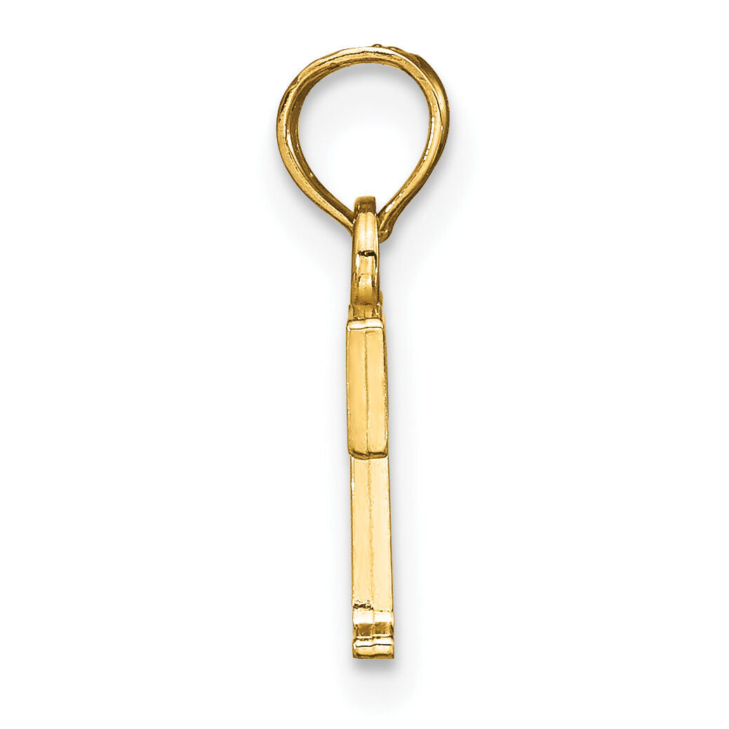 14k Polished Block Letter T Initial Pendant-K6423T